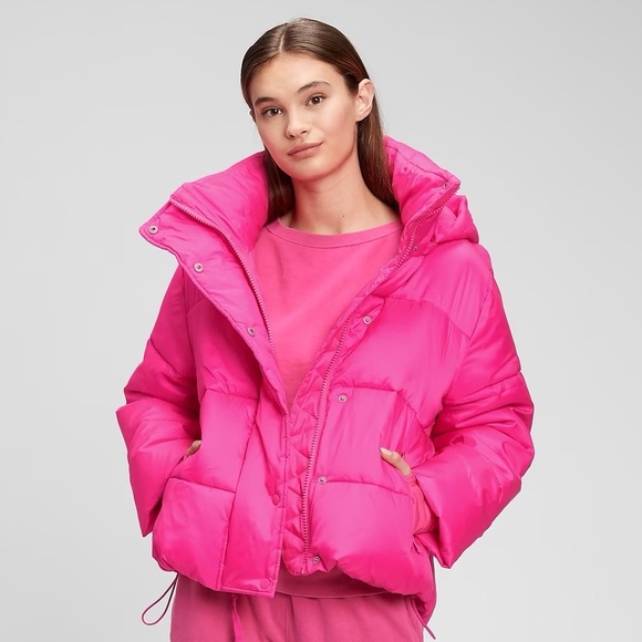 GAP Jackets & Blazers - Gap Recycled Puffer Jacket | Hot Pink Cropped Puffer